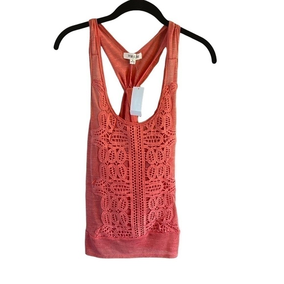 Taylor & Sage lace from tank with lace front detailing NWT size small peach - Picture 1 of 9